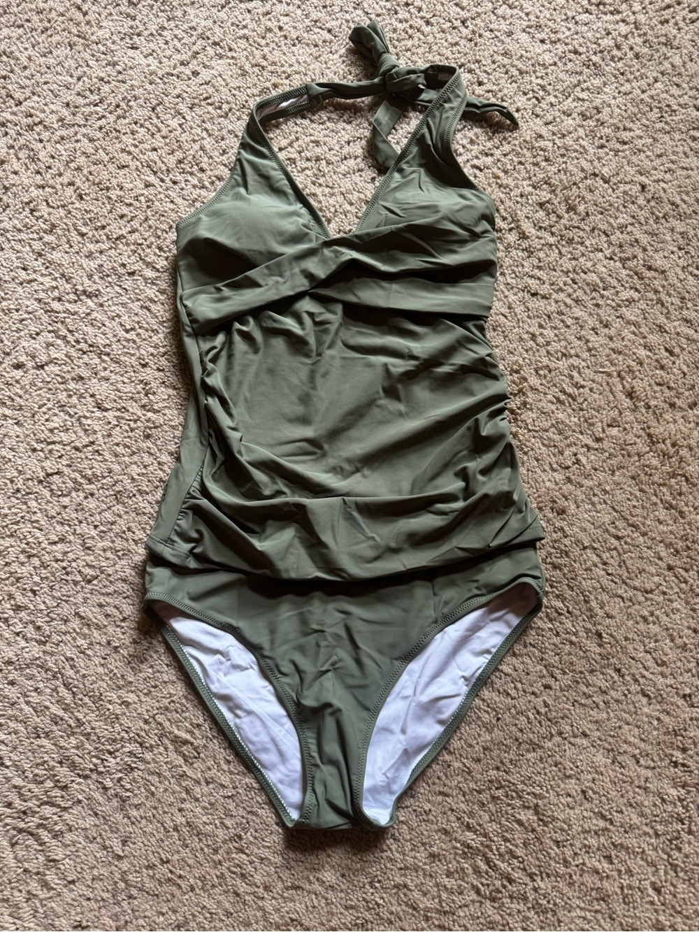 Olive Green Women’s Halter Tankini Swimsuit